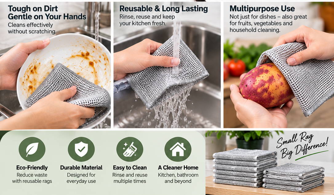 Pack of 20 Multipurpose Wire Dishwashing Rags | Non-Scratch Stainless Steel Scrubber Cloth