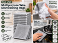Pack of 20 Multipurpose Wire Dishwashing Rags | Non-Scratch Stainless Steel Scrubber Cloth