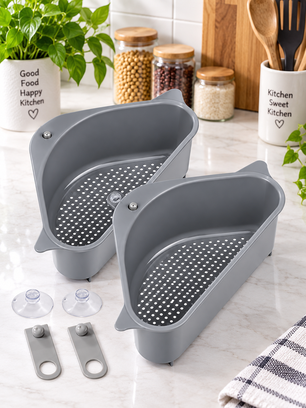 Pack of 2 Kitchen Countertop Organizer Racks | Space-Saving Corner Storage Shelf