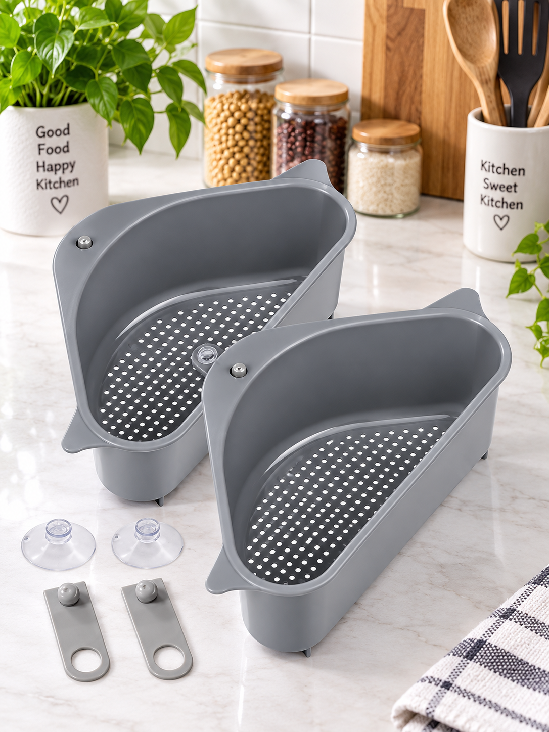 Pack of 2 Kitchen Countertop Organizer Racks | Space-Saving Corner Storage Shelf