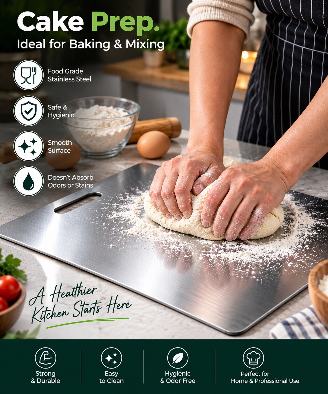 Stainless Steel Chopping Board – Premium Heavy-Duty Metal Cutting Board
