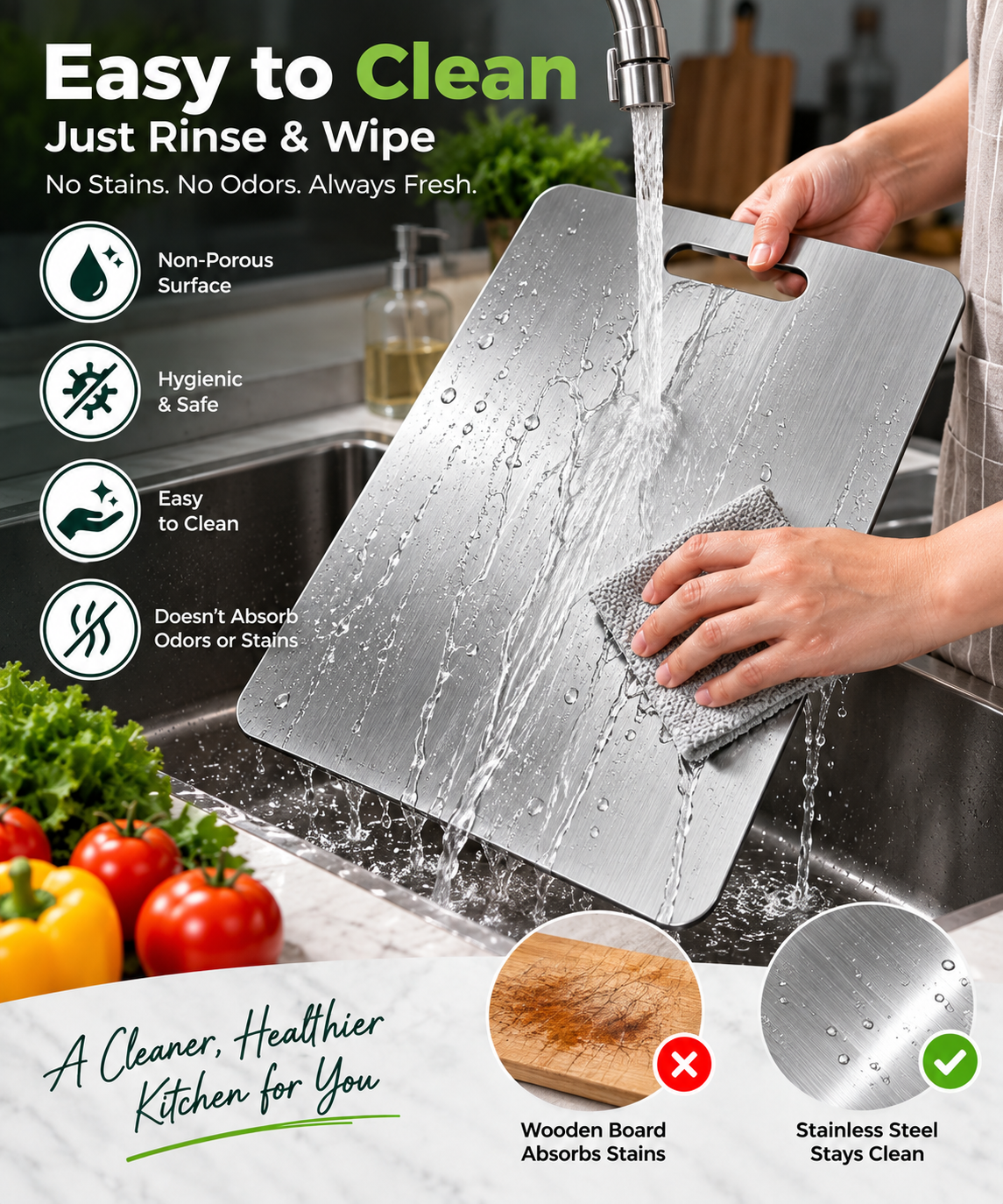 Stainless Steel Chopping Board – Premium Heavy-Duty Metal Cutting Board