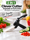 2-in-1 Clever Cutter Stainless Steel Vegetable & Fruit Cutter | Kitchen Cutting Tool with Built-in Cutting Board