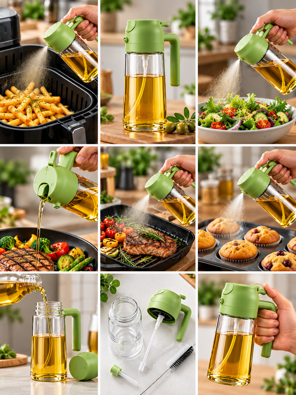 Oil Spray Bottle for Air Fryer | Refillable Cooking Oil Sprayer for Kitchen