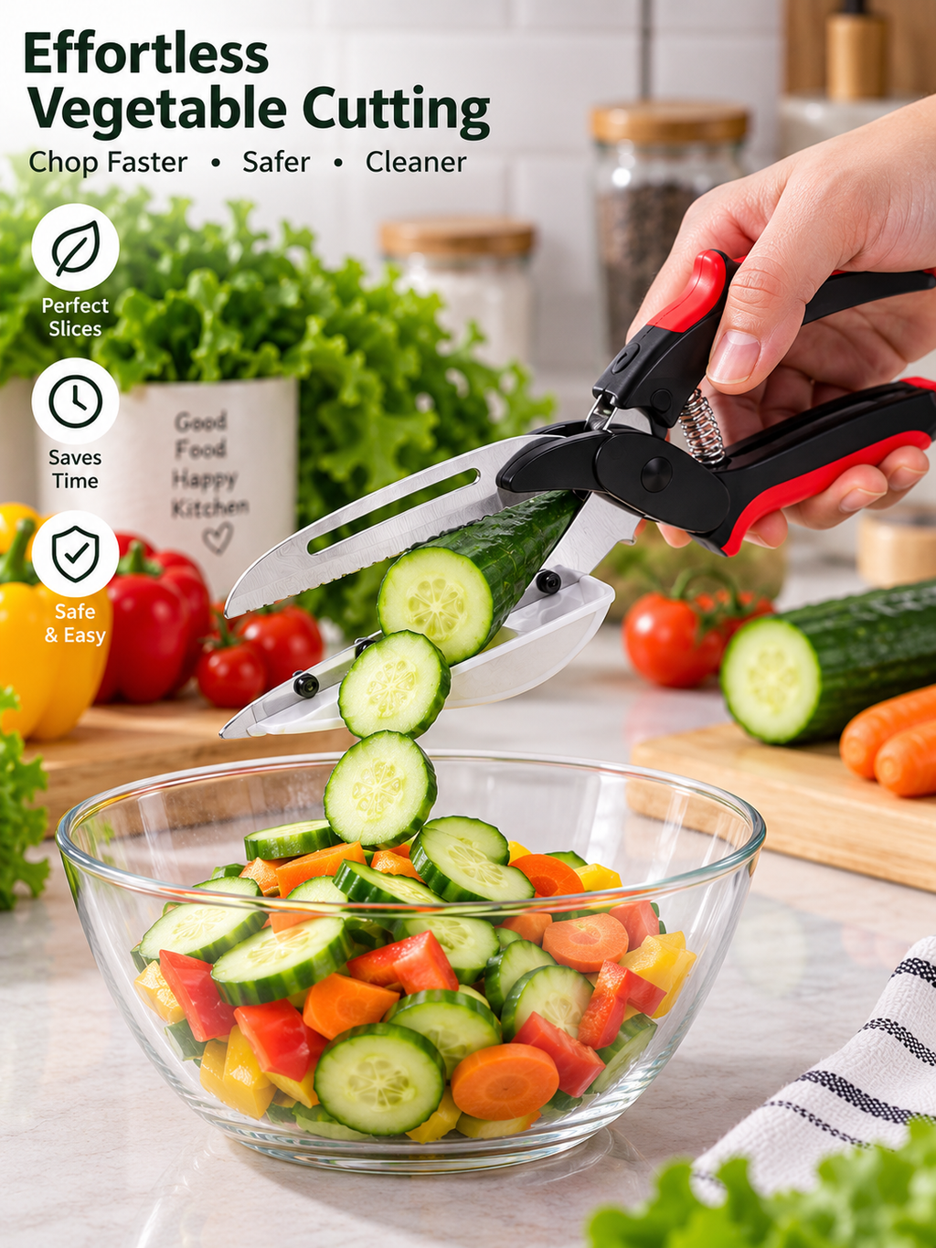 Multi-Function Kitchen Food Chopper Scissors | Vegetable, Herb & Food Cutting Shears
