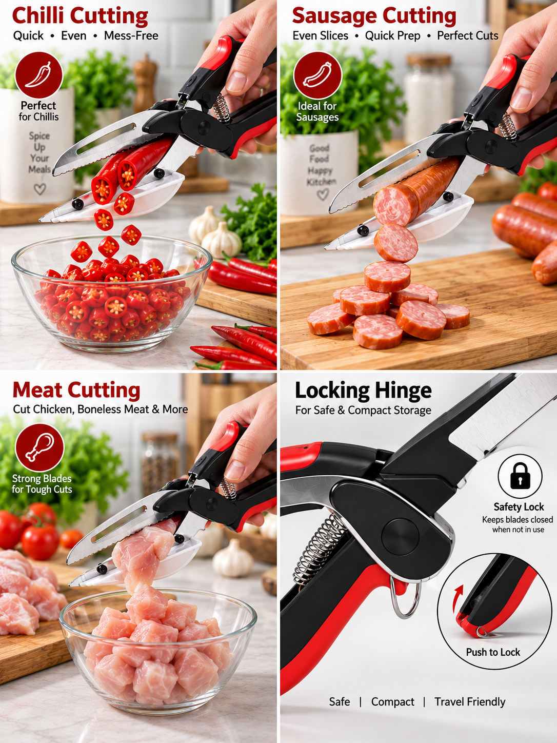 Multi-Function Kitchen Food Chopper Scissors | Vegetable, Herb & Food Cutting Shears