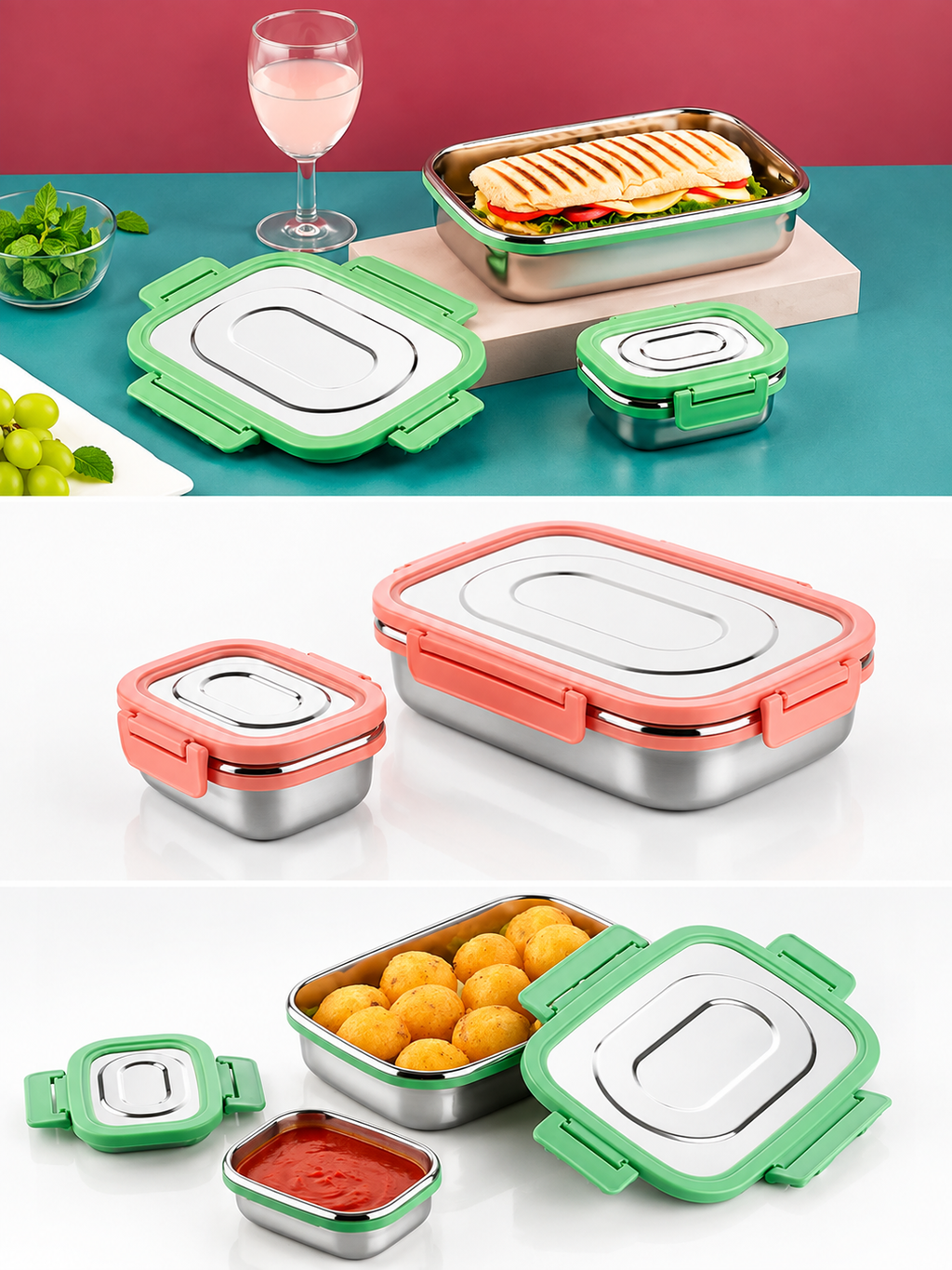 Premium Airtight Stainless Steel Tiffin Box | Leakproof Lunch Container for School, Office & Picnic