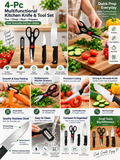 4-Pc Multifunctional Kitchen Knife & Tool Set | Complete Food Preparation Set
