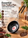 Essential Iron Tadka Pan with Steel Handle | Mini Tempering & Tadka Kadhai for Everyday Cooking